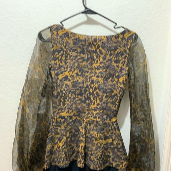 New Chiara Boni La Petite Robe Hasana Sheer-Sleeve Peplum Dress 6/40 Italy $750 - Picture 11 of 14